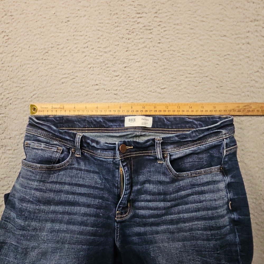 BKE Payton Jeans Womens 33x34 Blue Mid Rise Skinny Dark Wash Faded Preppy Buckle - Picture 12 of 16